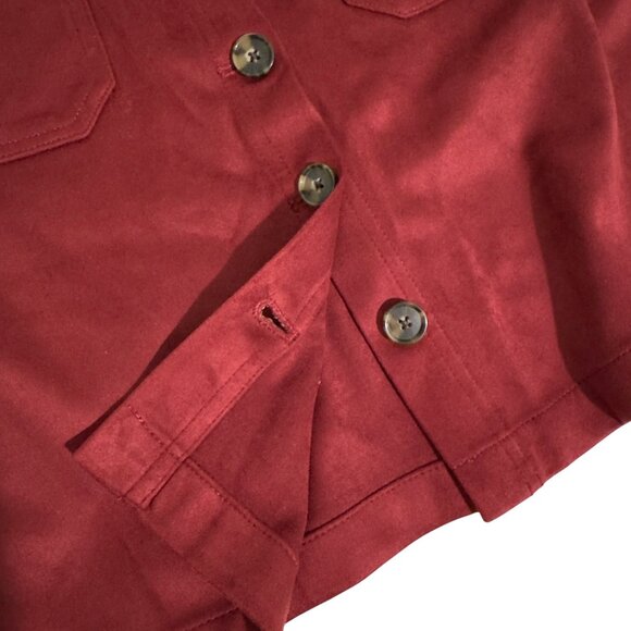 Marine Layer Re-Spun Myra Mini Skirt Cabernet Button-Front (8) front pockets new - Picture 7 of 11